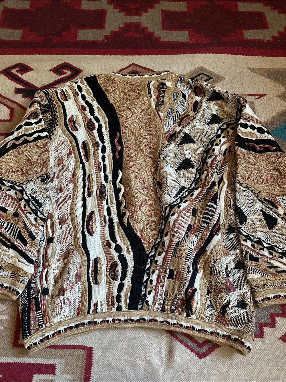 Vintage 80s Tundra Canada Cotton Textural Coogi Look Grandpa Sweater XL